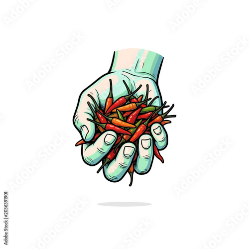 Cuadro en lienzo Bird eye chili handful vector