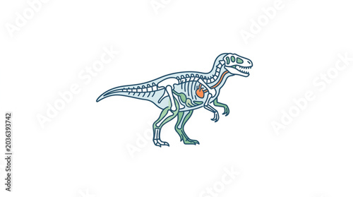 Foto Dinosaur skeleton anatomy illustration with internal organs visible
