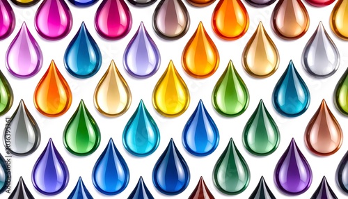 Colorful teardrop shapes arranged in a grid pattern
