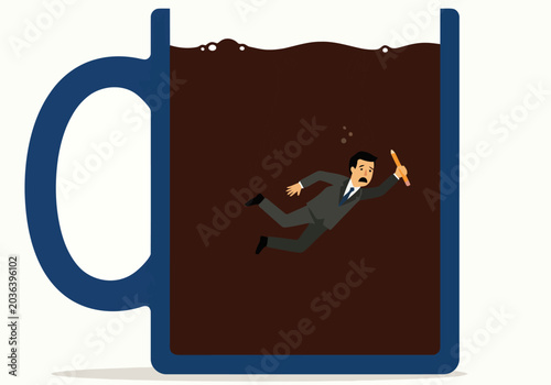 Photos A businessman struggles to survive in a caffeine-filled office submersion
