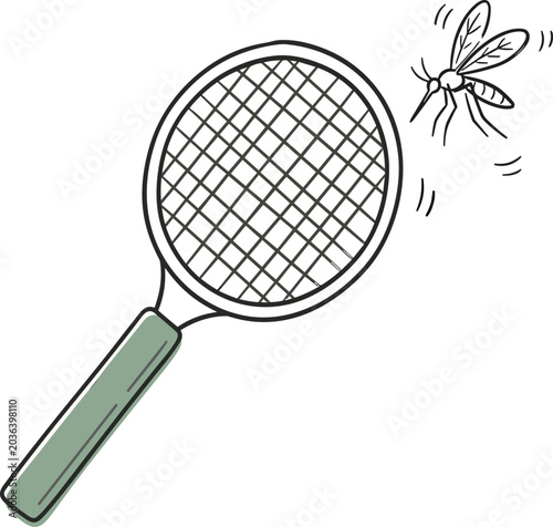 Konstfotografi Electric Mosquito Bat Swatter with Net Grid Mesh and Flying Insect Insecticide B