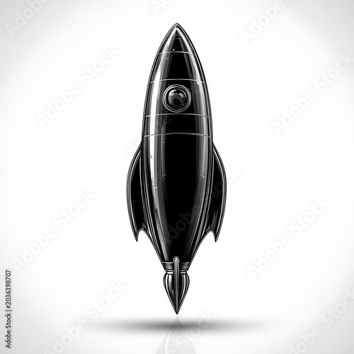 Sleek black rocket ship, ready for launch