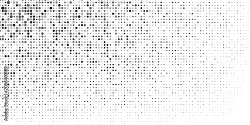 Slika na platnu Abstract black halftone dot pattern with irregular organic shapes on white background