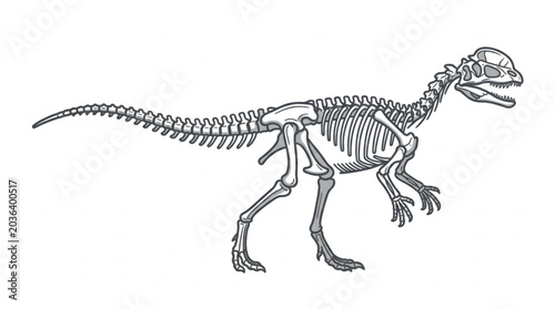 Bilde på lerret Dinosaur Skeleton Illustration for Paleontology and Science.