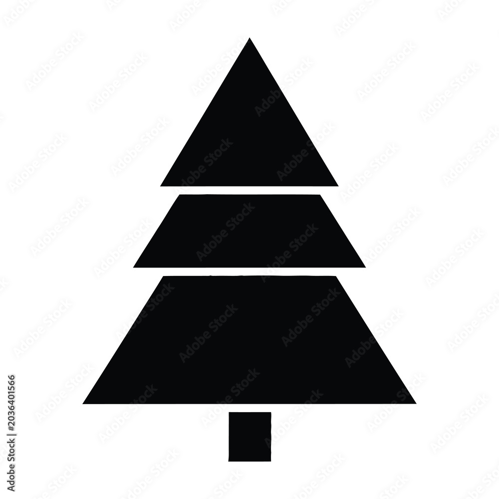 Fototapeta premium Black Christmas tree symbol icon graphic