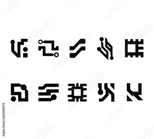 Abstract futuristic alien alphabet and sci fi hieroglyph vector