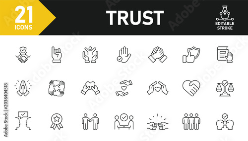 Photos Trust line icon set