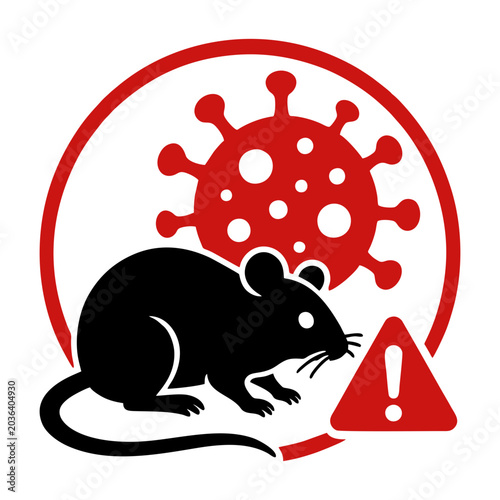 Hantavirus Biohazard Rat Warning with Virus Symbol and Infection Risk Illustration