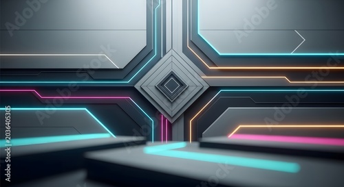 Abstract colorful technology background with glowing geometric hexagon lines digital business vector design illustration pattern wallpaper template