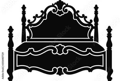 Photos Ornate Bed Silhouette Against A White Background Decorative Furniture Design