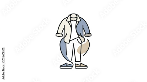 Photos Minimalist illustration of a person wearing casual layered clothing