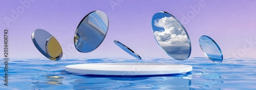 Floating Mirrors And Display Stand On Water