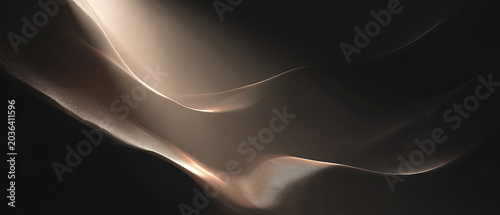 Elegant flowing abstract shapes with soft golden light and shadow, creating a modern and luxurious background ideal for design or branding.