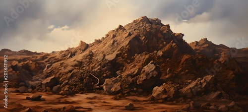 pile of mud at evening. Generative Ai