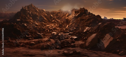 pile of mud at evening. Generative Ai