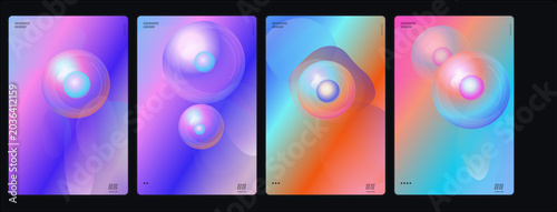 Vibrant colorful bubbles float gently in air with soft gradient backgrounds
