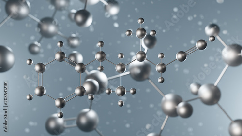 selegiline molecular structure, 3d model molecule, monoamine oxidase inhibitor structural chemical formula view from a microscope
