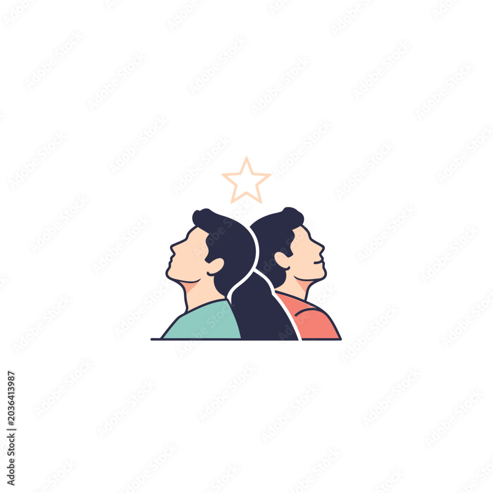 Fototapeta premium Two people looking up at a star.