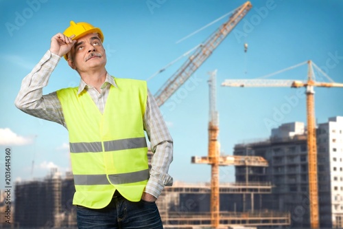 Cranes with construction apartment building