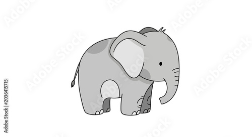 Valokuva Cute baby elephant cartoon illustration on a white background