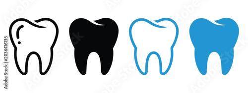 Tableau sur toile Tooth Icon and Dental Clinic Logo with Blue Dentistry Symbol for Oral Hygiene, D