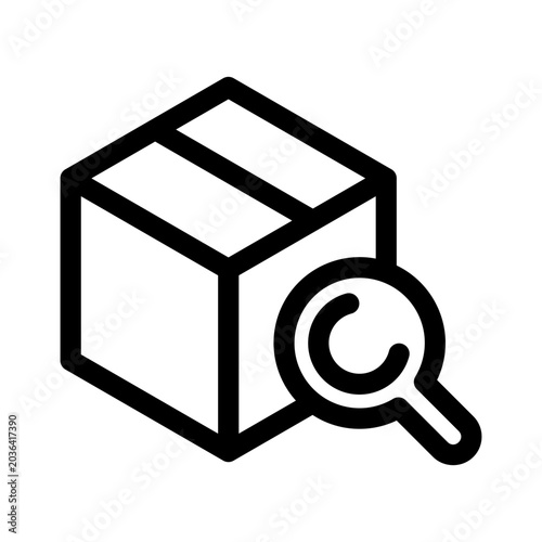 Find Product Icon Box with Magnifying Glass