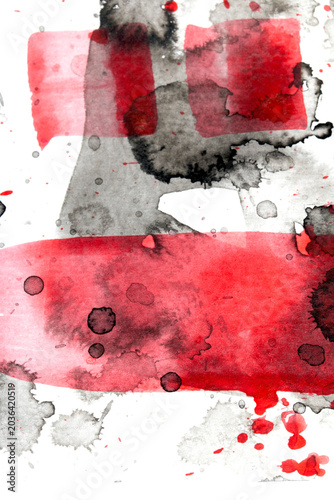 Black and red ink paint background with abstract swirls and splatters creative