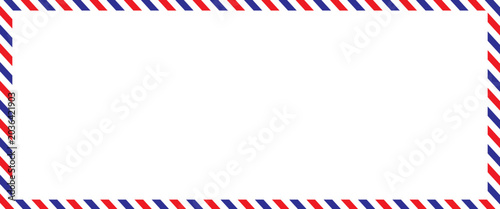 Fotografía Light grey rectangle framed by a classic red and blue striped border, reminiscent of old airmail envelopes and postal communication