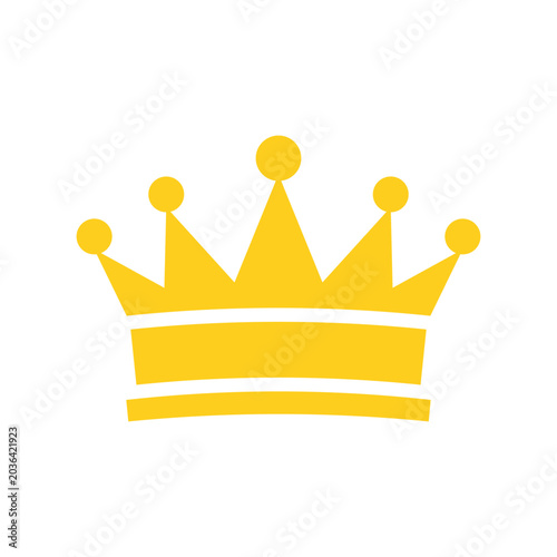 Yellow gold royal crown flat icon vector