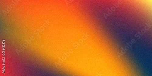Retro grainy background with blue and orange gradient, abstract backdrop with noisy glow texture 