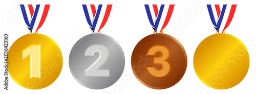 Medal emoji set, vector illustration isolated on transparent background.