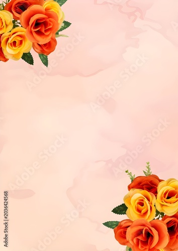 Orange and Yellow Rose Floral Background with Soft Elegant Texture