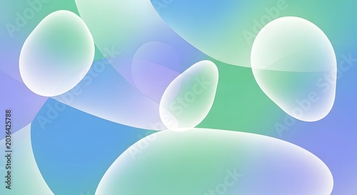 Colorful Easter Eggs with Transparent Bubbles on Blue Background