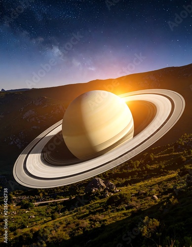 Saturn over a landscape