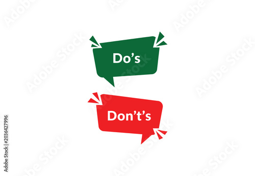 Do's and don'ts speech bubbles with green and red colors