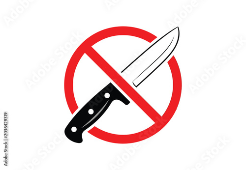 Prohibited knife icon with red circle