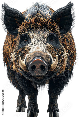 Ultra Realistic Wild Boar Isolated on White Background