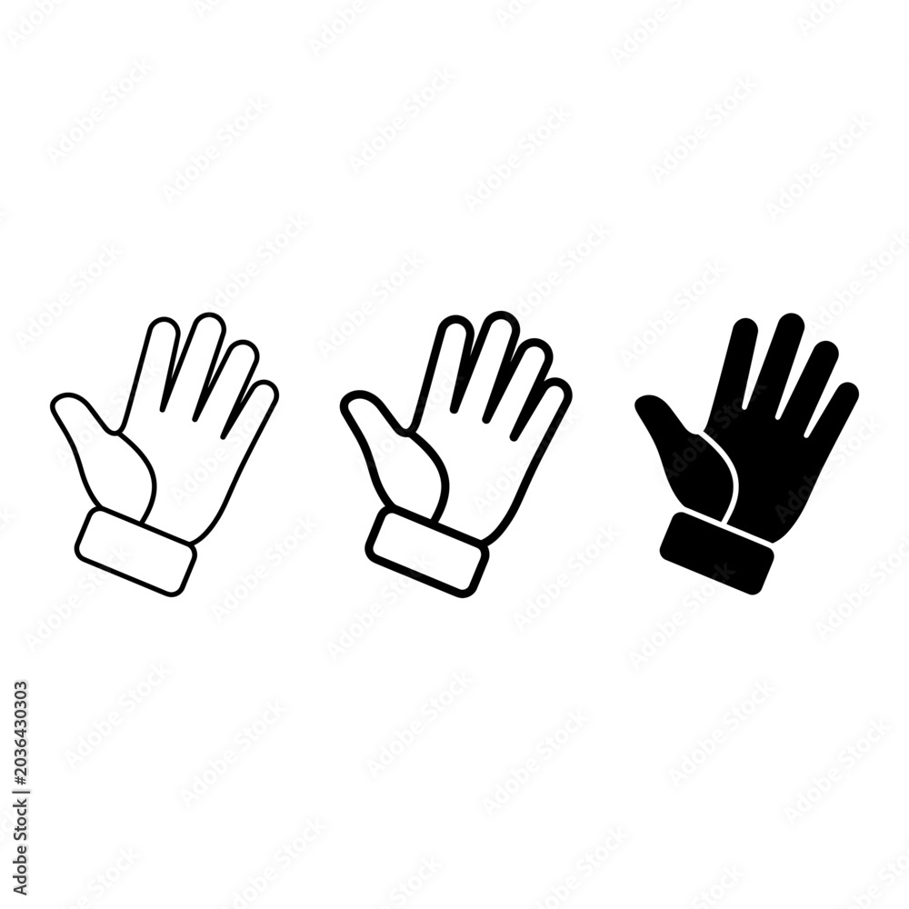 Obraz premium Hand icon set, outline, solid, silhouette, white background, vector illustration