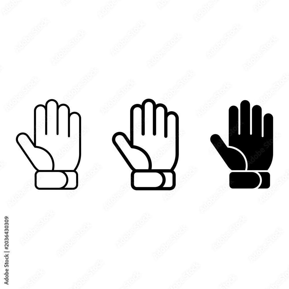 Obraz premium Hand icon set, outline, solid, silhouette, white background, vector illustration