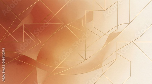 A professional yet warm abstract background for small business and entrepreneurship marketing, rich terracotta and warm sand tones blended with subtle gold geometric line accents
