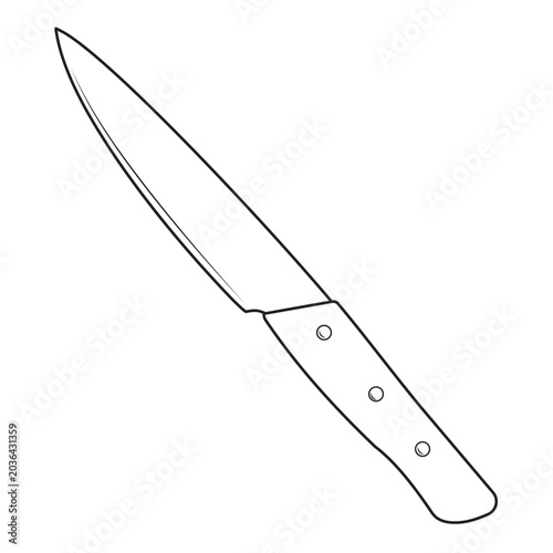 Kitchen knife with wooden handle, isolated illustration
