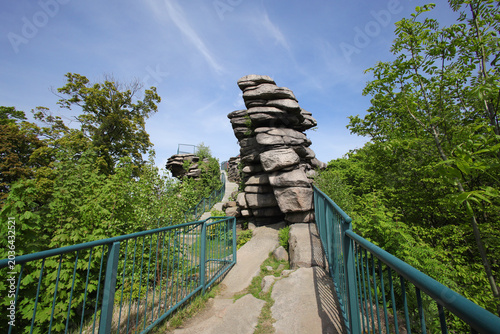Close-up of the Greifensteine ​​rock formation in the Ore Mountains (Geyer Forest), Saxony – Germany