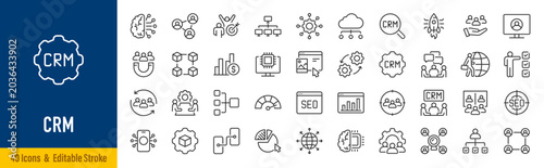Tableau sur toile CRM web icons in line style