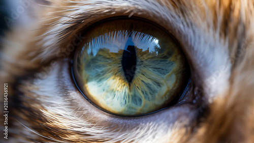 Intense Macro Close-up of a Feline Eye with Striking Blue-Green Iris and Vertical Pupil, Revealing Intricate Detail and Texture