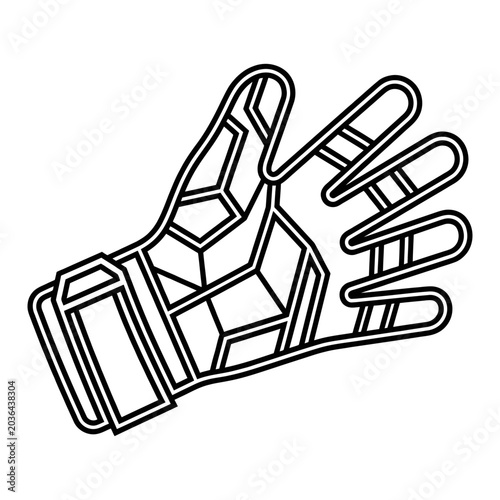 Robotic hand icon, outline style, white background, vector illustration