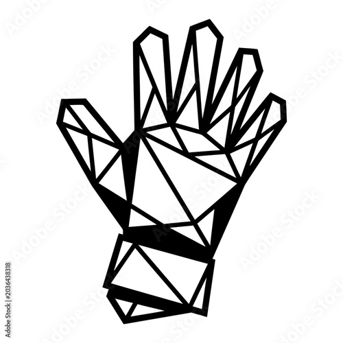Geometric hand icon, outline style, white background, vector illustration