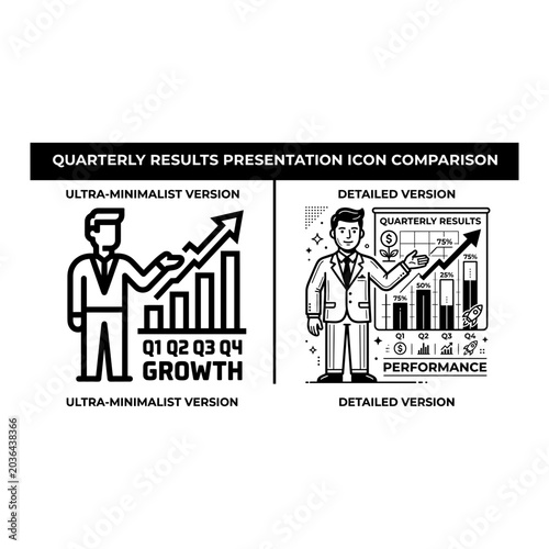 Businessman growth chart icon, white background, vector illustration