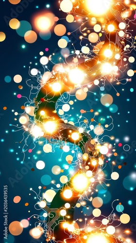Digital DNA Circuit Bokeh Background - AI Science and Technology Concept