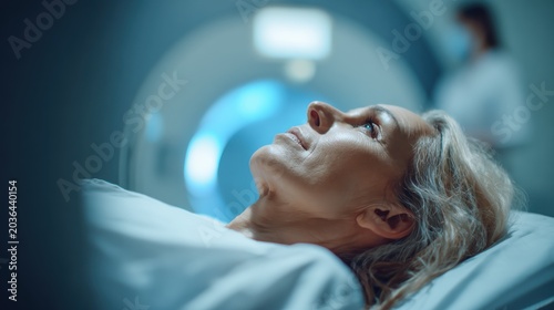 Patient on CT table during emergency pulmonary embolism scan in clinical setting