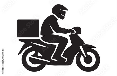 Bicycle Delivery Rider Silhouette - Fast Courier and Logistics Vector Illustration